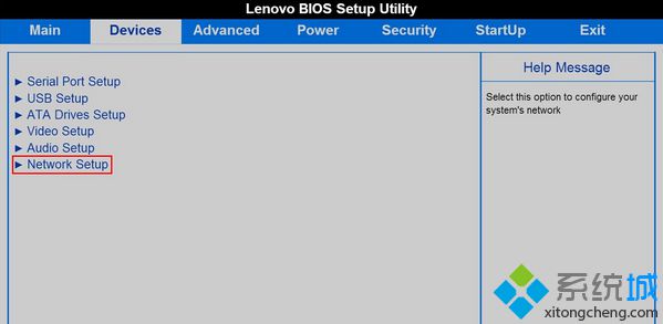 “Network Setup”选项