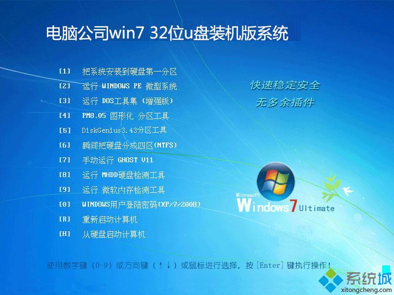 电脑公司win7 32位u盘装机版系统部署图