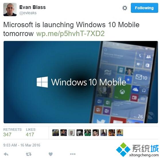 evleaks爆料：微软将于3月17日推送Win10 Mobile重大更新