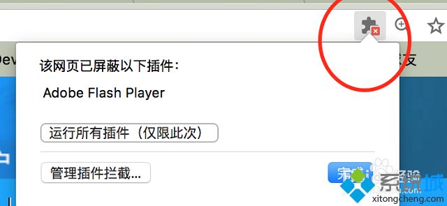 电脑谷歌浏览器提示Adobe Flash Player 插件已被屏蔽怎么办