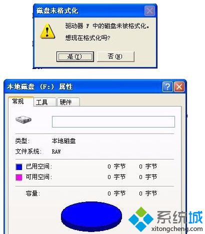 XP系统点击F盘提示磁盘未被格式化怎么办